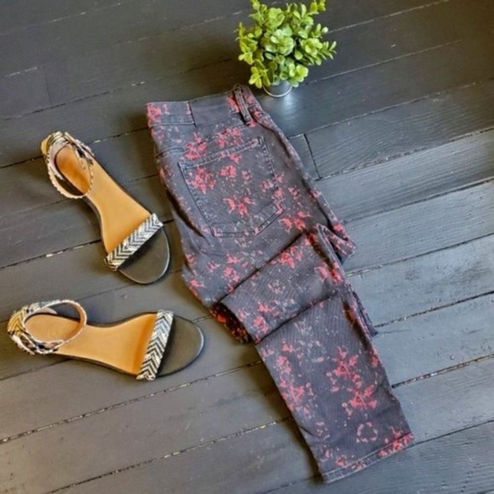 Lucky Brand Red And Black Distressed Jeans